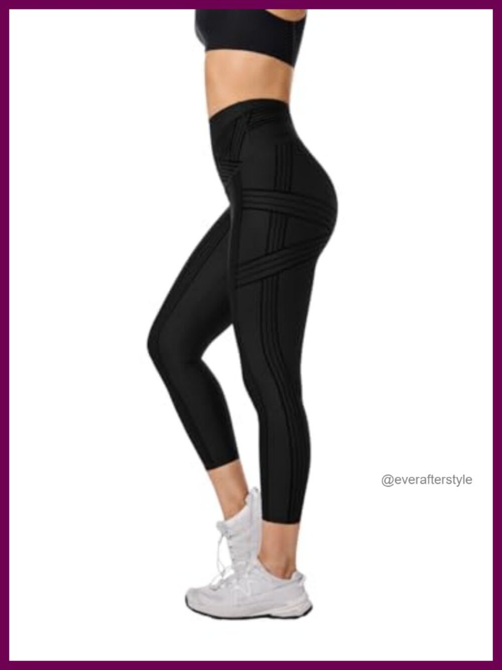Powerband Compression Leggings for Women 7/8 Length High Waist Reversible